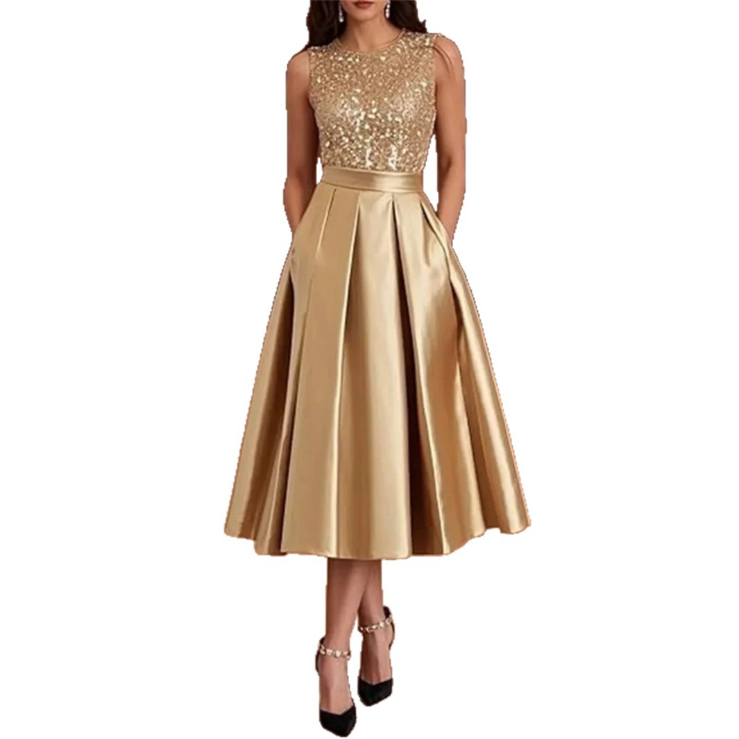 Midi Dress - Bordo Payet Saten Midi Elbise Kadın