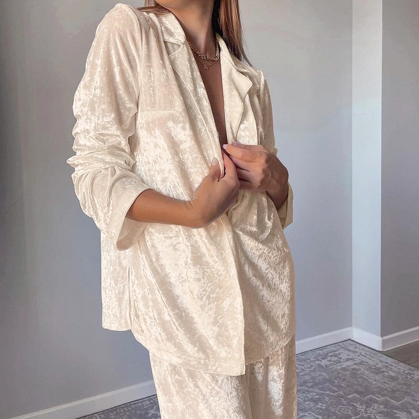 Womens Blazer - Lounge Pijama Takımı Kadife Blazer Tarzı