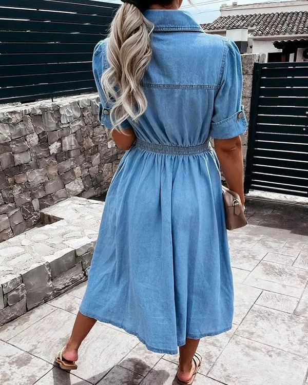 Kadın Açık Renk Kot Gömlek Elb - Midi Dress incelemesi ve fiyatı